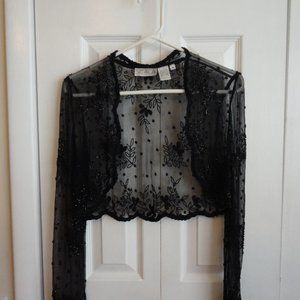 SCALA BEADED BOLERO JACKET MEDIUM  LONG SLEEVES